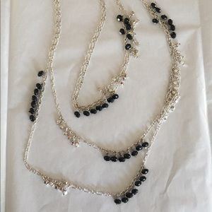 Silver and black beaded necklace